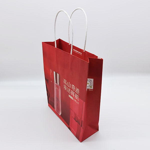 Custom printed white kraft paper bag with handle image 2