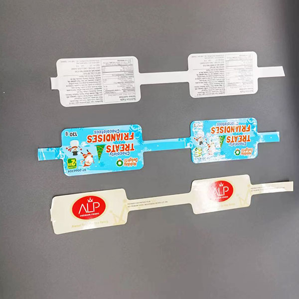 Printed label on front and back as decoration for chocolates packaging image 2