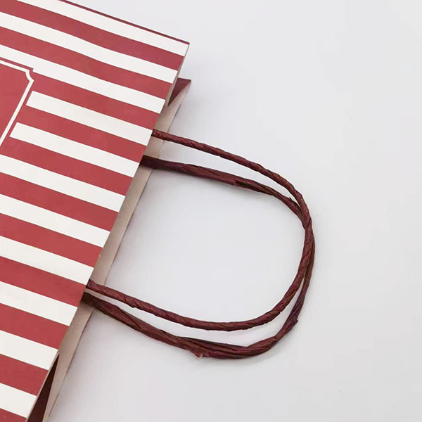 Printed white kraft paper bag with paper handle