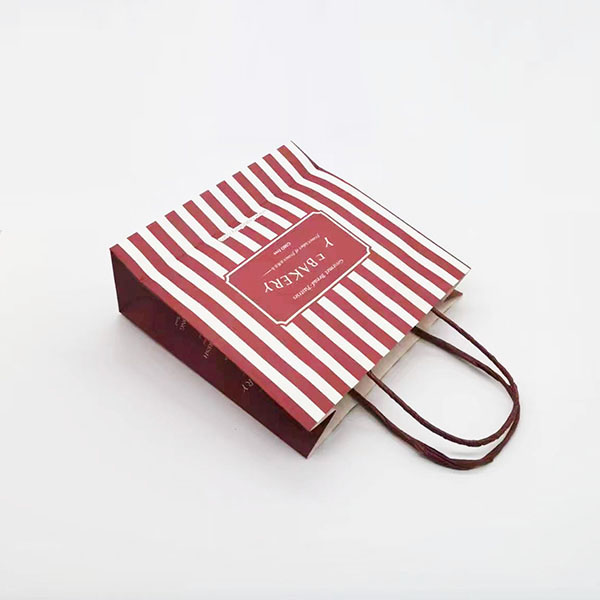 Printed white kraft paper bag with paper handle image 2