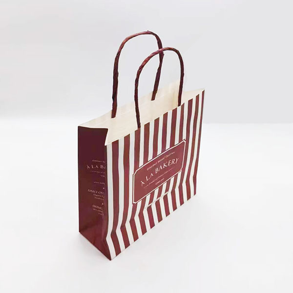 Printed white kraft paper bag with paper handle