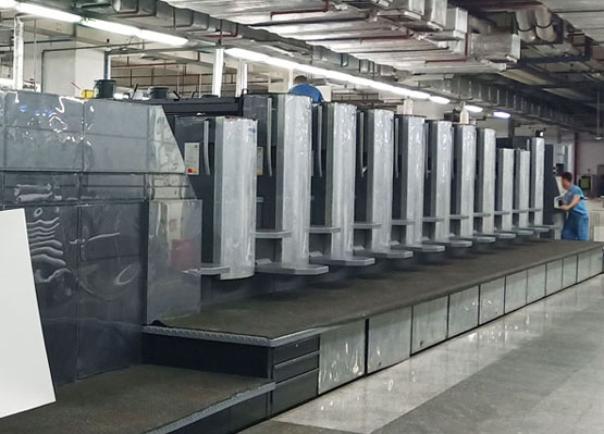 Offset and flexo printing equipment in workshop